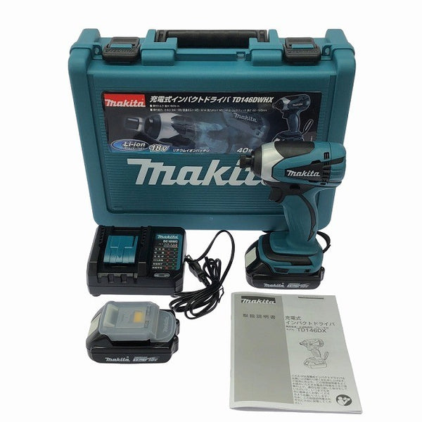 ☆未使用品☆makita マキタ 18V 充電式インパクトドライバー TD146DWHX 青 バッテリ2個(18V1.5Ah) 充電器 ケース付 コードレス119046 - 3