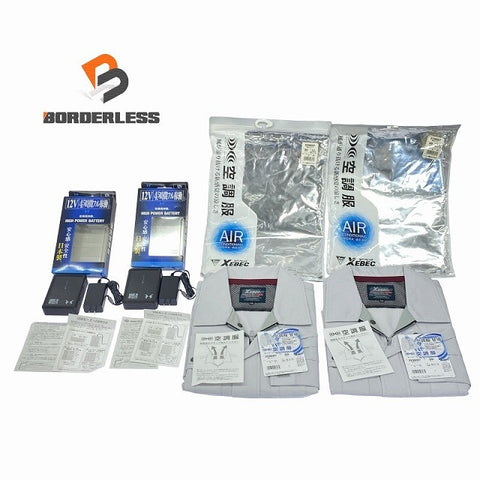 ☆未使用品セット☆サンエス 空調風神服 12V リチウムイオンバッテリーセット×2 RD9290T ジーベック 長袖ブルゾン×2 XE98007114799