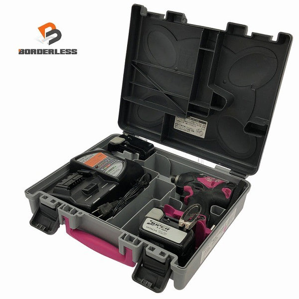 ☆中古品☆HITACHI 日立工機 14.4V コードレスインパクトドライバー WH14DSL2(2LSCK)(R) 赤 バッテリ2個 充電器 ケース 充電式136900 - 1