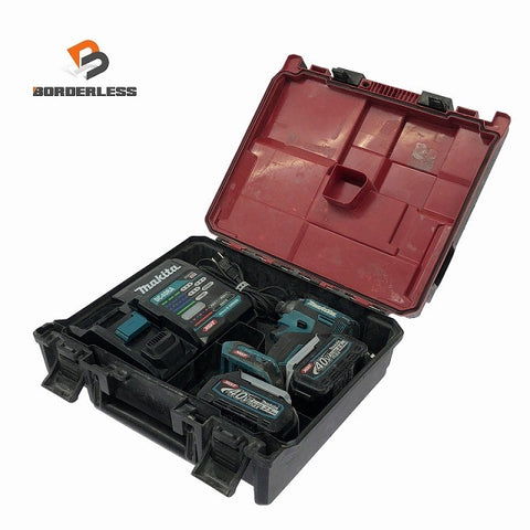 ☆中古品☆makita マキタ 40Vmax 充電式インパクトドライバ TD002GRDX 青/ブルー バッテリー2個(40Vmax 2.5Ah)充電器+ケース118701