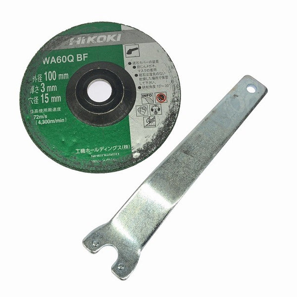 ☆比較的綺麗☆HiKOKI ハイコーキ 10.8V 100mm コードレスディスクグラインダー G1210DA 中古砥石 スパナ付き 研磨 研削 切断 - 10