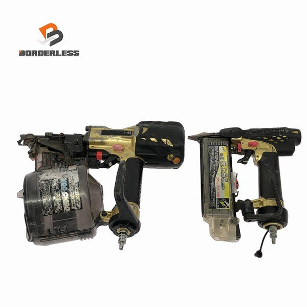 ☆中古品2点セット☆HITACHI 日立工機 高圧 仕上釘打機 NT55HM2 ロール釘打機 NV90HMC フィニッシュネイラ エア釘打機 エア工具134994 - 1