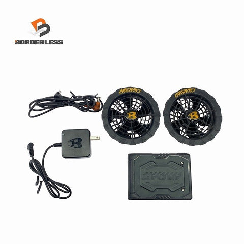 ☆比較的綺麗☆BURTLE バートル 22V エアークラフト専用バッテリー AC08 黒 ファンユニット AC08-1/08-2 充電ケーブル付き119399