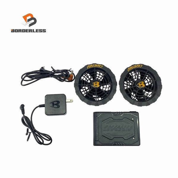 ☆比較的綺麗☆BURTLE バートル 22V エアークラフト専用バッテリー AC08 黒 ファンユニット AC08-1/08-2 充電ケーブル付き119399 - 1