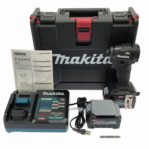 ☆未使用品☆makita マキタ 40Vmax 充電式インパクトドライバ TD005GRDXB 黒/ブラック バッテリ2個(2.5Ah) 充電器 ケース付136443 - 3