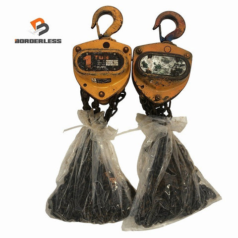 ☆中古品2個セット☆KITO キトー チェーンブロック CB010 M3形 荷重1.0ton/1ton 揚程2.5m 手動式 チェンブロック 吊り具 荷揚げ135817