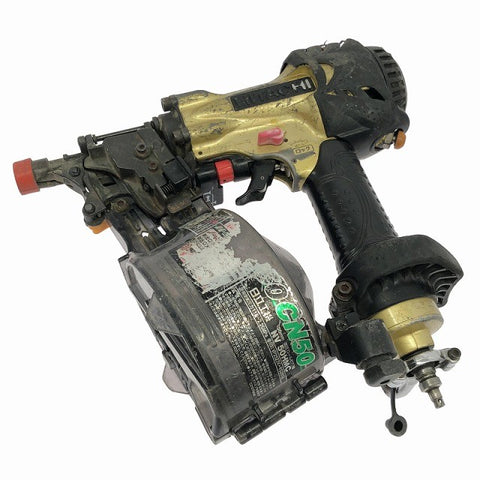 ☆中古品☆HITACHI 日立工機 50mm 高圧 ロール釘打機 NV50HMC 金/ゴールド ロール釘打ち機 エア釘打機 エア釘打ち機 コイルネイラ131775 - 0