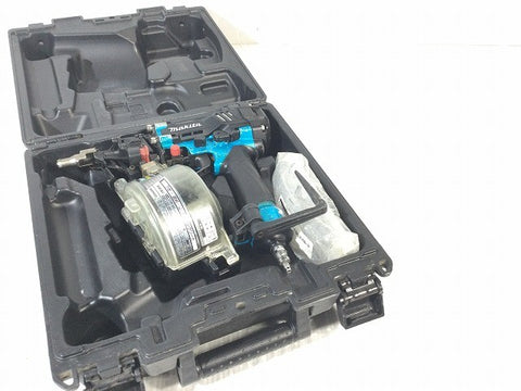 ☆中古品☆makita マキタ 50mm 高圧 エア釘打機 AN534H 青/ブルー ケース付き ロール釘打機 ロール釘打ち機 コイルネイラ128318 - 0