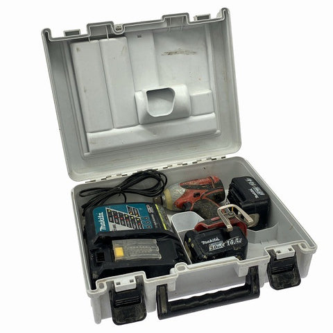 ☆中古品☆makita マキタ 14.4V 充電式インパクトドライバー TD130D バッテリ2個(3.0Ah) 充電器 ケース付 コードレス バッテリー式131325 - 0