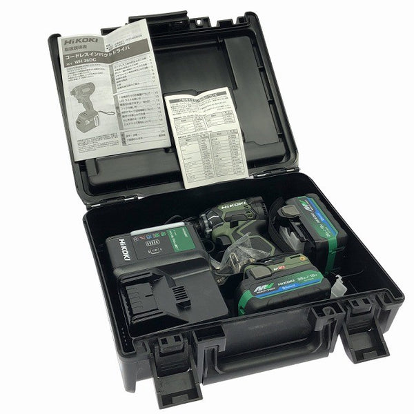 ☆未使用品☆HiKOKI ハイコーキ 36V コードレスインパクトドライバー WH36DC(2XPGSZ) フォレストグリーン フルセット 充電式130509 - 2