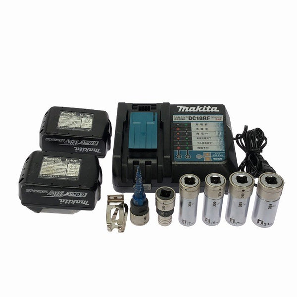 ☆中古品☆makita マキタ 18V 充電式インパクトレンチ TW300DRGX バッテリ2個(6.0Ah) 充電器 QCソケット6個 ケース付 コードレス129036 - 10