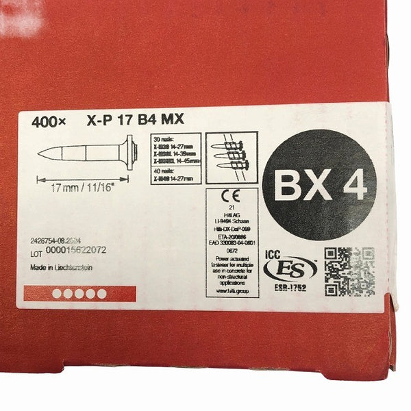 ☆未使用品 2箱セット☆HILTI ヒルティ 17mm コンクリート用ネイル BX4用ピン X-P17 B4MX 400本入(計800本入)118945 - 7