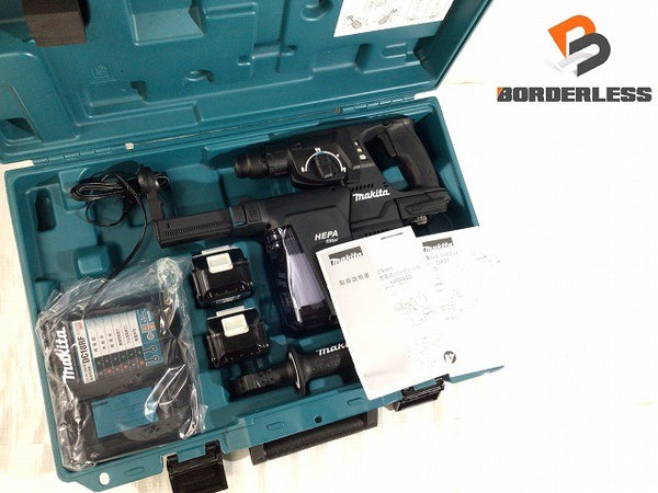 ☆未使用☆makita マキタ 18V 充電式ハンマドリル HR244DGXVB ブラック 集じんシステム(DX01) バッテリ2個(6.0Ah) 充電器 ケース付128114 - 2