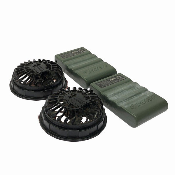 ☆中古品セット☆BURTLE バートル 19V エアークラフト専用バッテリー2個 AC360 ファンユニット AC371 空調作業服 京セラ130005 - 5