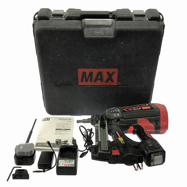 ☆中古品☆MAX マックス ガスネイラ GS-738C2 バッテリ2個(6V1.5Ah) 充電器 ケース付 充電式 ガス式鋲打ち機 ガスピンネイラ129636 - 3
