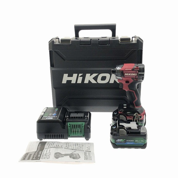 ☆未使用☆HiKOKI ハイコーキ 36V コードレスインパクトドライバー WH36DD(2XHRSZ) 赤 バッテリ2個(36V2.5Ah) 充電器 ケース付128354 - 3