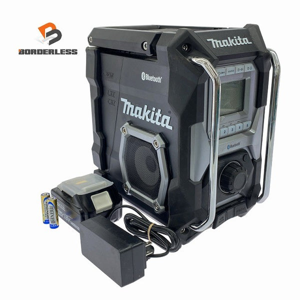 ☆中古品☆ makita マキタ 10.8V/14.4V/18V/40Vmax/100V 充電式ラジオ MR002G 黒/ブラック 本体+ACアダプター+バッテリー1個(6.0Ah)129144 - 1