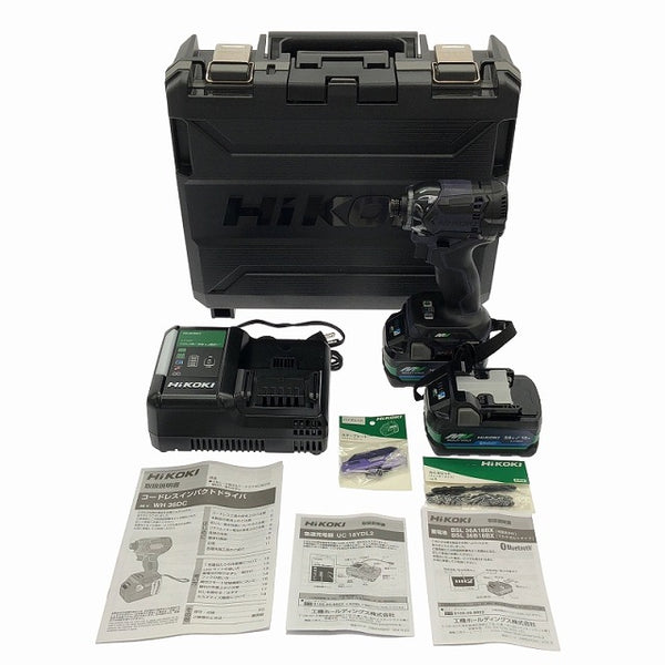 ☆未使用☆HiKOKI ハイコーキ 36V コードレスインパクトドライバー WH36DC(2XPDKSZ) Bluetooth対応 バッテリ2個 充電器 ケース - 3