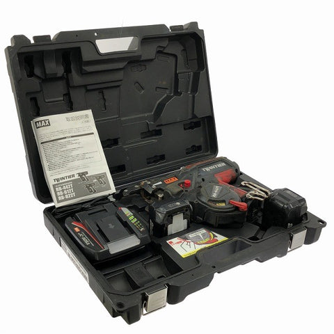 ☆中古品☆MAX マックス 14.4V 鉄筋結束機 ツインタイア RB-442T-B2C/1450A バッテリ2個(5.0Ah)充電器 ケース付 2026年製136767 - 0