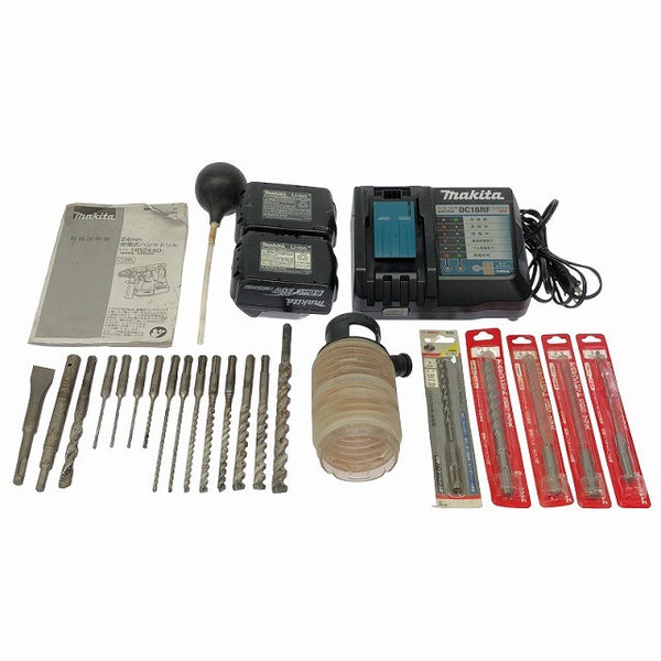 ☆中古品☆makita マキタ 18V 充電式ハンマドリル HR244DRGX 青 バッテリ2個(6.0Ah) 充電器 ケース付 コードレス ハンマードリル130990 - 10