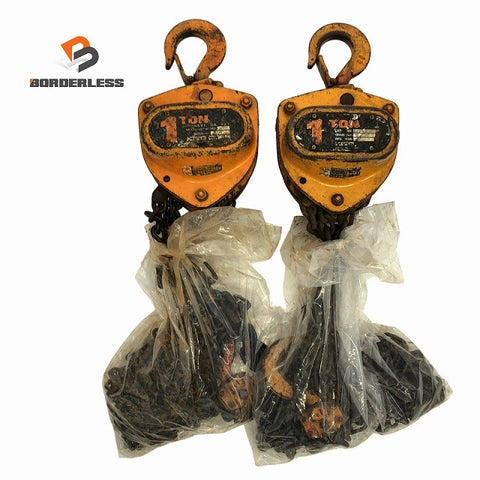 ☆中古品2個セット☆KITO キトー チェーンブロック M3形 CB010 荷重1.0ton/1ton 揚程2.5m 手動式 チェンブロック 吊り具 荷揚げ機136338