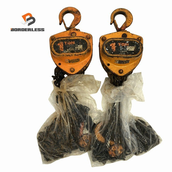 ☆中古品2個セット☆KITO キトー チェーンブロック M3形 CB010 荷重1.0ton/1ton 揚程2.5m 手動式 チェンブロック 吊り具 荷揚げ機136338 - 1