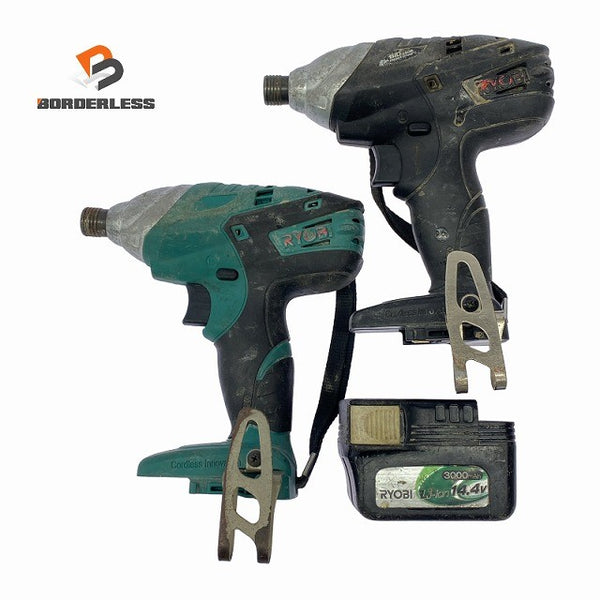 ☆中古品セット☆RYOBI リョービ 14.4V 充電式インパクトドライバー BID-1406/型番号不明 バッテリ1個(14.4V 3.0Ah)付 コードレス128016 - 1