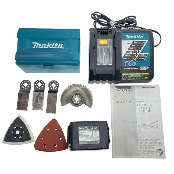 ☆中古品☆makita マキタ 18V 充電式マルチツール TM51D バッテリー(18V 6.0Ah) 充電器 アタッチメント ケース付き118107 - 10