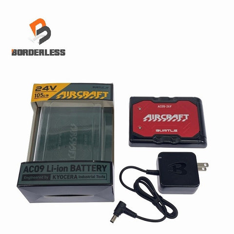 ☆未使用品☆BURTLE バートル 24V エアークラフト用 リチウムイオンバッテリー AC09 赤/メタリックレッド 空調作業服用 京セラ116751