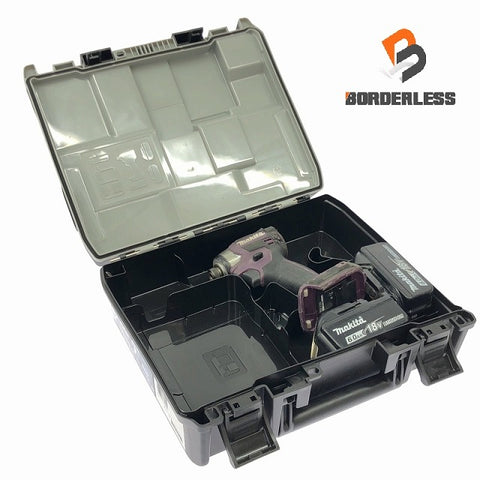 ☆中古品☆makita マキタ 18V 充電式インパクトドライバー TD173D 紫/パープル バッテリ2個(18V6.0Ah) ケース付 - 0