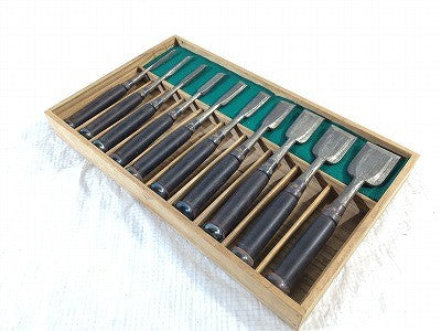 ☆未使用 保管品☆鑿/ノミ/のみ 木目打 錦龍 摂津住人 政男道人 全10本セット 大工道具 追入れ鑿 追入れノミ 叩き鑿 叩きノミ - 0