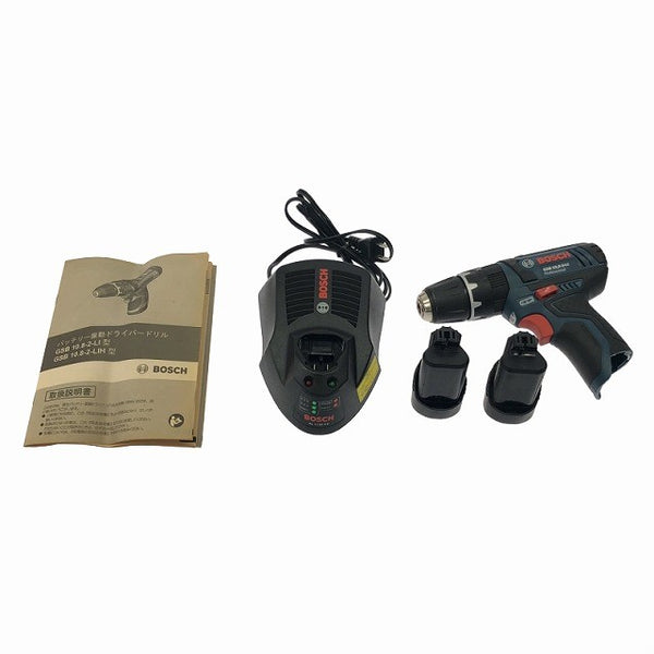 ☆中古美品☆ BOSCH ボッシュ 10.8V バッテリー振動ドライバードリル GSB10.8-2-LI 本体+バッテリー2個(1.3Ah)充電器+ケース 116834 - 10