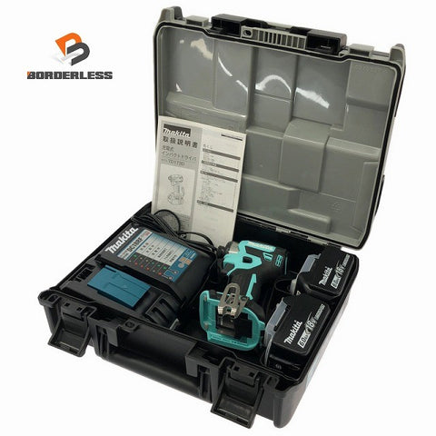 ☆極美品 充電回数1回☆makita マキタ 18V 充電式インパクトドライバ TD173DGXTB ターコイズブルー バッテリ2個(6.0Ah) 充電器136078