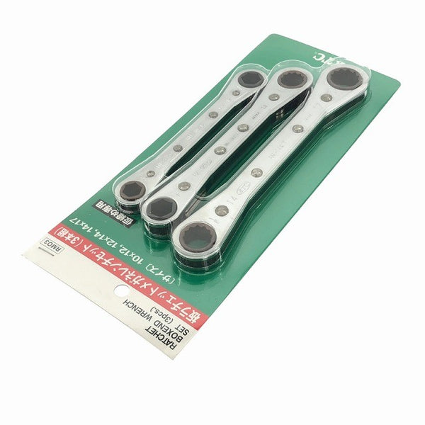 ☆未使用品☆KTC 板ラチェットメガネレンチセット 3本組 RM03 (RM-14X17/12X14/10X12) 板ラチェットめがねレンチ ギアレンチ - 4