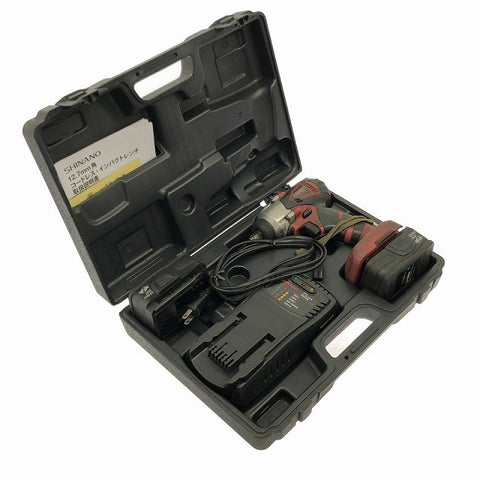 ☆中古品☆SHINANO 信濃 18V 12.7mm角 (1/2”) コードレスインパクトレンチ SI-165W バッテリー2個(18V 2.0Ah) 充電器 ケース付124769 - 0