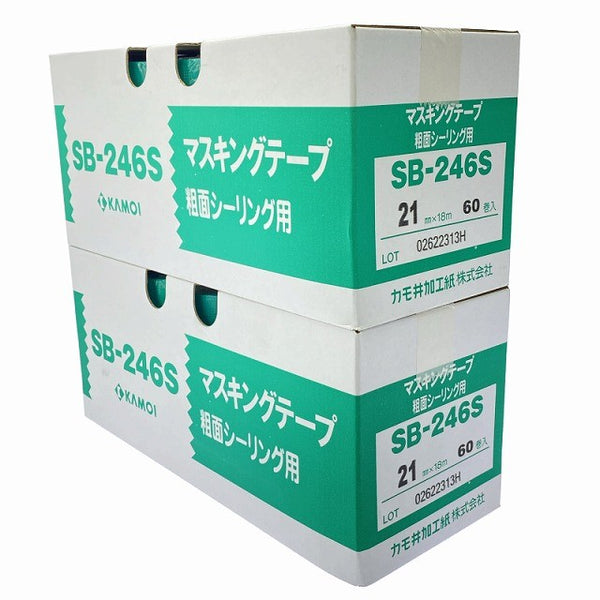 ☆未使用品2箱セット☆KAMOI カモ井 粗面シーリング用マスキングテープ SB-246S×2 21mm×18m 60巻き/1箱 合計120巻き129341 - 4