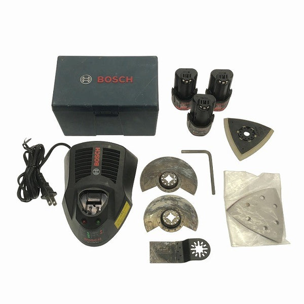 ☆中古品☆BOSCH ボッシュ 10.8V バッテリーマルチツール GMF10.8V-LI バッテリー3個(2.0Ah×1 1.3Ah×2)充電器付き119052 - 10