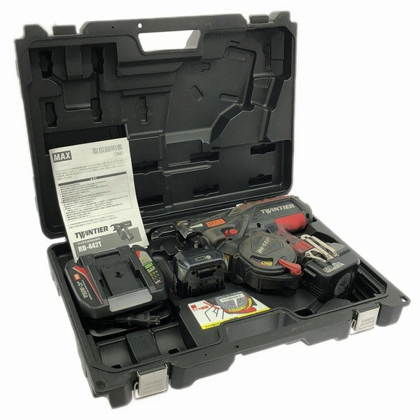 ☆中古品☆MAX マックス 14.4V 充電式鉄筋結束機ツインタイア RB-442T-B2C/1450A バッテリー2個(5.0Ah)充電器 ケース付き137605 - 2