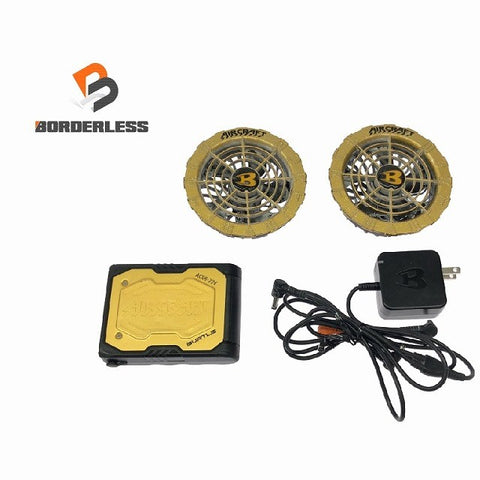 ☆中古品セット☆BURTLE バートル 24V エアークラフト用 バッテリー AC08 ファンユニット AC08-1 金/ゴールド 空調作業服用116785
