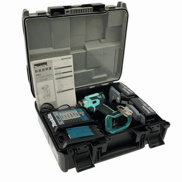☆極美品 充電回数1回☆makita マキタ 18V 充電式インパクトドライバ TD173DGXTB ターコイズブルー バッテリ2個(6.0Ah) 充電器136078 - 2