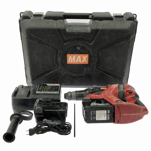 ☆中古品☆MAX マックス 25.2V 充電式ブラシレスハンマドリル PJ-R266-B2C/40A バッテリ2個(4.0Ah)充電器 ケース付 穴あけ加工128915 - 3