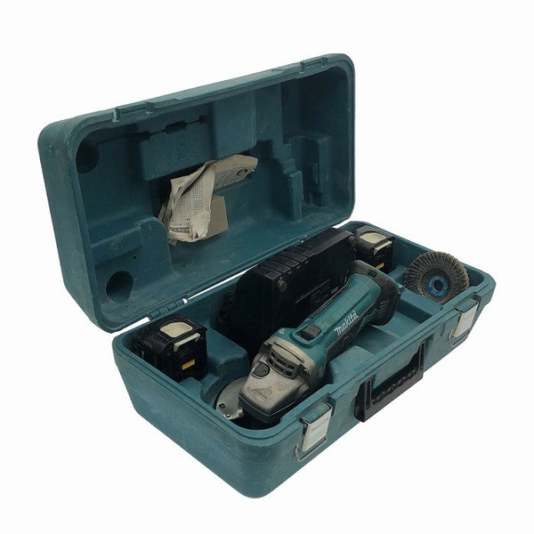 ☆中古品☆makita マキタ 14.4V 100mm 充電式ディスクグラインダ GA400D バッテリ2個(14.4V3.0Ah) 充電器 ケース付 コードレス 117707117707 - 2