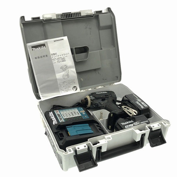 ☆中古品☆makita マキタ 18V 充電式インパクトドライバー TD149DRFXB 黒/ブラック バッテリ2個(3.0Ah) 充電器 ケース付120894 - 2