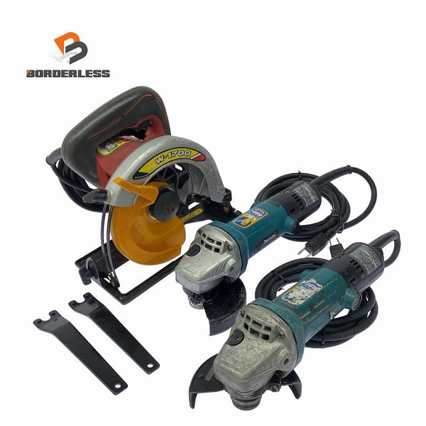☆中古品 3点セット☆makita マキタ 100mm ディスクグラインダ 9533BLA×2個 リョービ 丸ノコ W-1700129566 - 1