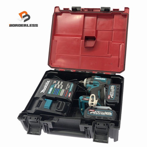 ☆比較的綺麗☆makita マキタ 40Vmax 充電式インパクトレンチ TW004GRDX バッテリ2個(2.5Ah) 充電器 ケース付 320N･m131997