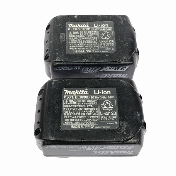 ☆中古品2点※充電回数12回と19回☆makita マキタ 18V 3.0Ah 純正 リチウムイオンバッテリー BL1830B 残量表示付 蓄電池 充電池 - 10