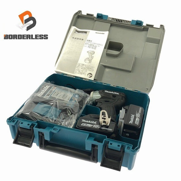 ☆未使用品☆makita マキタ 18V 充電式ソフトインパクトドライバTS141DRGXB 黒/ブラック バッテリー2個(18V 6.0Ah) 充電器 ケース付126175 - 1