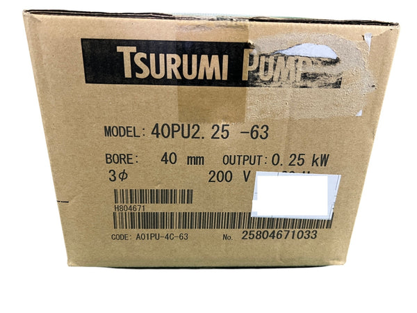 ☆未使用品☆TSURUMI ツルミ製作所 200V 60Hz 水中ポンプ 40PU2.25-63 汚水 汚物用 自動120523 - 7