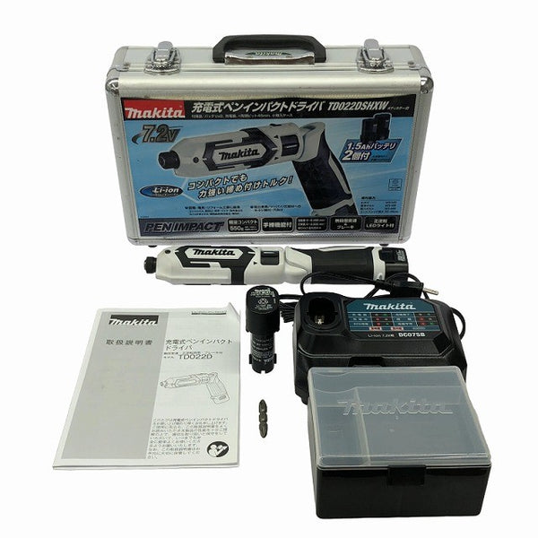 ☆美品☆makita マキタ 7.2V 充電式ペンインパクトドライバ TD022DSHXW バッテリー2個(7.2V 1.5Ah) 充電器付き130734 - 3