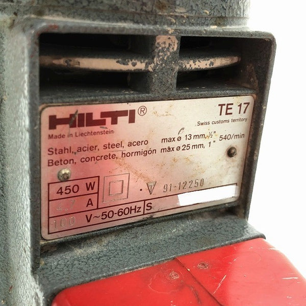 ☆中古品☆HILTI ヒルティ 100V ハンマードリル TE17 ケース付 コード式 ハンマドリル 穴あけ 穿孔117711 - 8